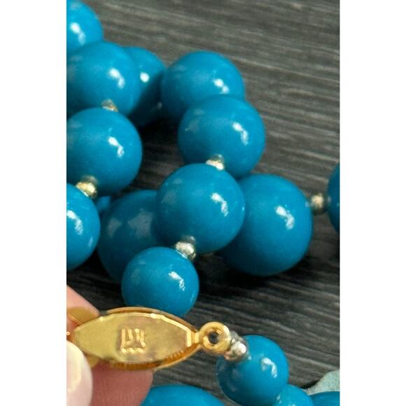 Vintage Lot‎ of 6 Teal And Blue Beaded Statement Necklaces - Picture 3 of 10
